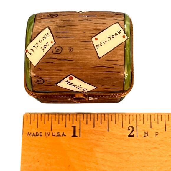 Limoges Signed Vintage Travel Trunk Luggage Trinket Box - Rare - Picture 3 of 9